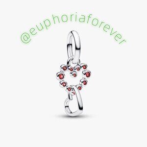 Pandora Connected Hearts & Red Stones Dangle Charm